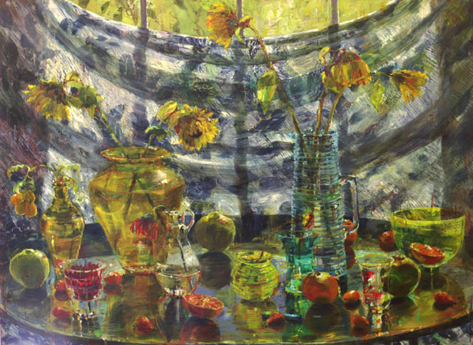 “Sunflowers and Quince” Oil, 40” x 54” 2009